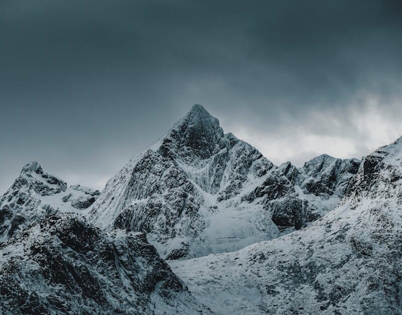 Mountain Landscapes - Stunning view of snow-covered rugged mountains u #19779591