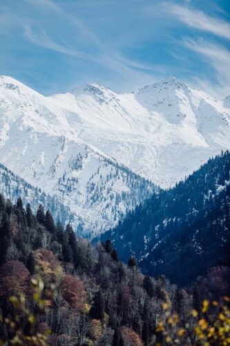 Mountain Landscapes - Breathtaking view of snow-capped mountains and f #35545095